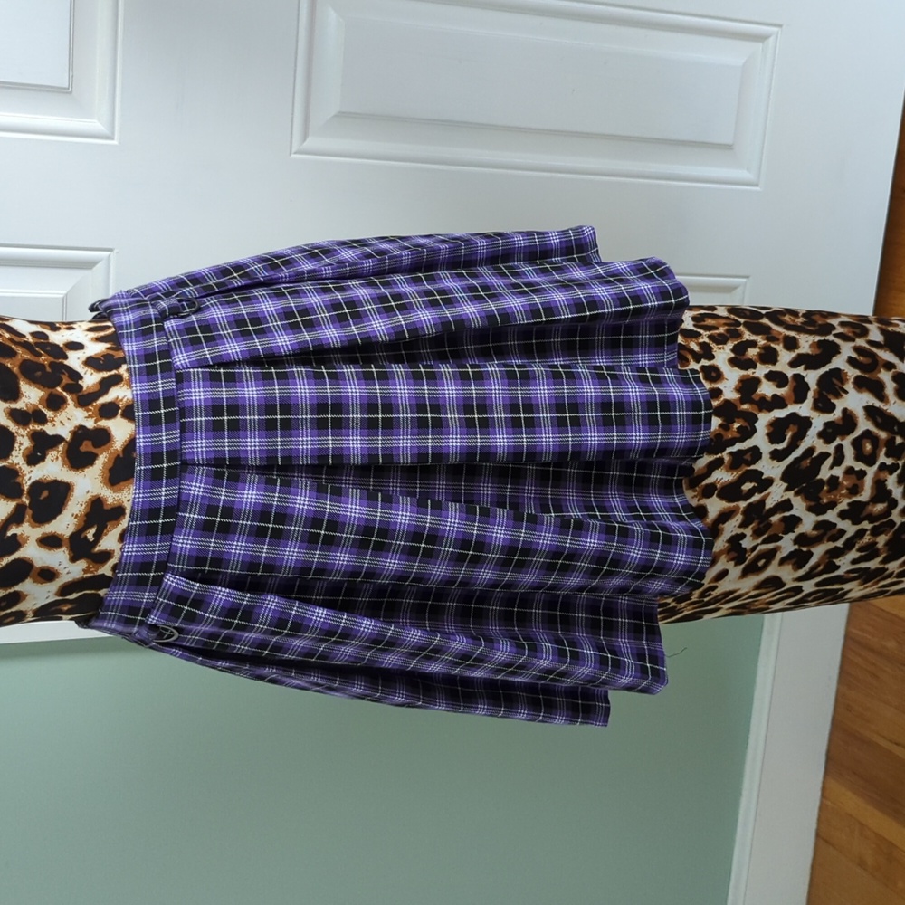 Hot Topic Black and Purple Plain School Uniform Skirt